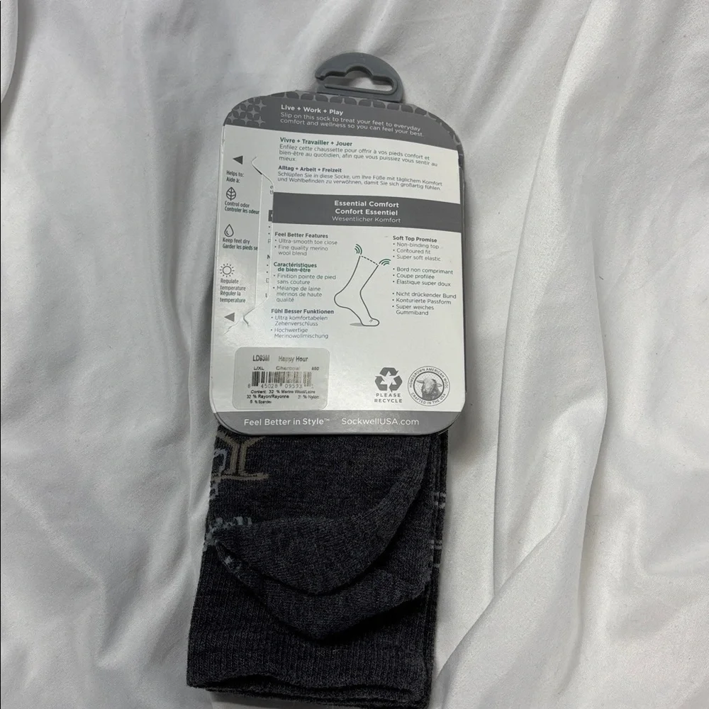 Sockwell soft top Happy Hour ultra light cushion merino wool bamboo Ray socks